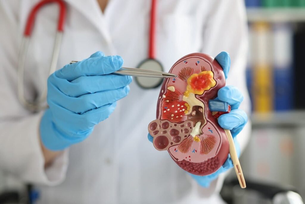 Comme il a été mentionné précédemment, certaines pathologies comme les maladies rénales chroniques, peuvent entraîner une carence en vitamine D dans votre sang. Cela se produit car la forme du nutriment absorbé par la peau est inactive. Les enzymes des reins sont responsables de la transformation de la vitamine D, qui est ensuite convertie sous sa forme active.